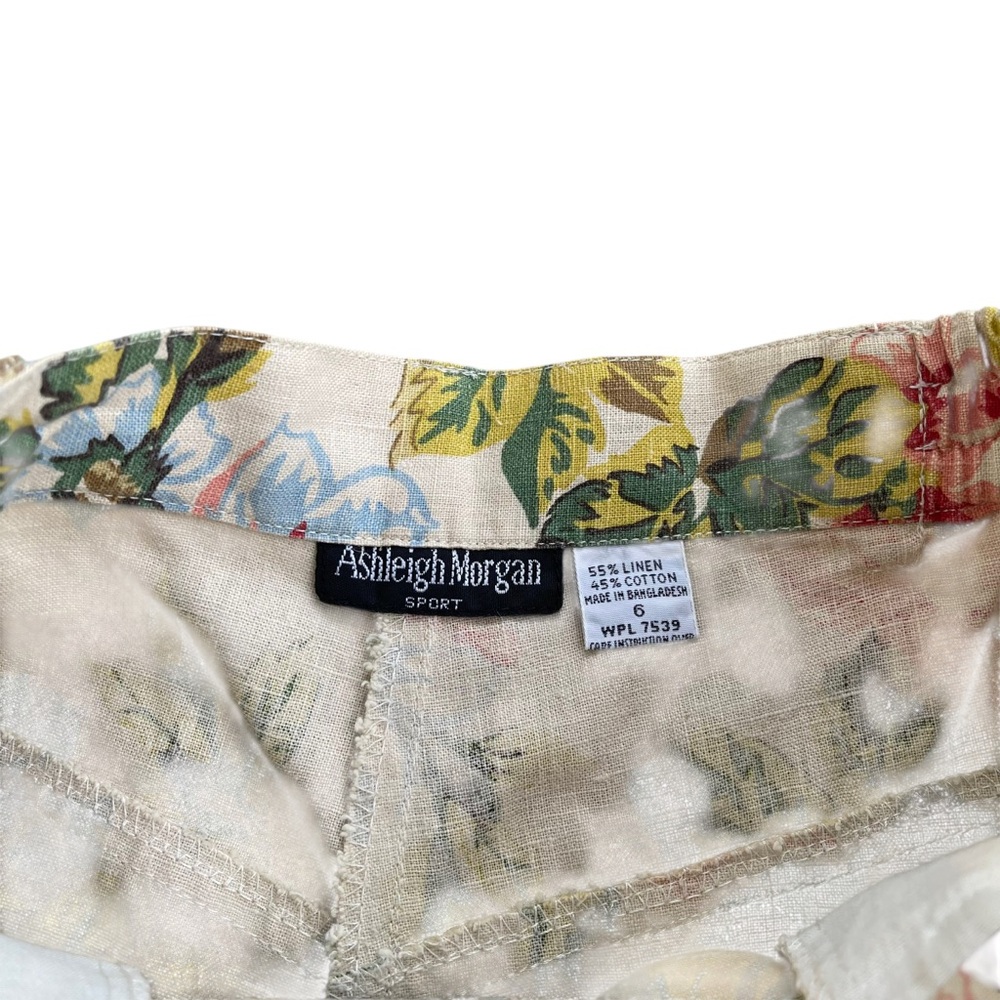 🌸 Vintage Ashleigh Morgan Linen Blend Floral High Rise Shorts Size 6 - Picture 2 of 3